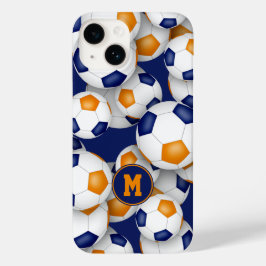Blaues orangefarbenes Team farbenfrohe Kinderfußba Case-Mate iPhone 14 Hülle
