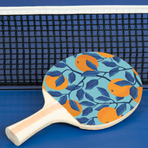 Blaues Orangenzweigmuster Tischtennis Schläger