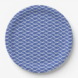 Blaues Oval Waves Muster Pappteller