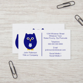 Blaues Owl-Design Visitenkarte