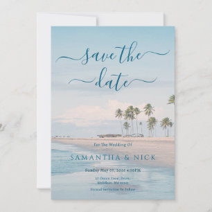 Blaues Ozean Strand Hochzeit Save The Date Karte