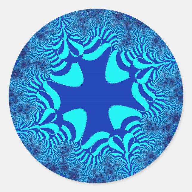 Blaues Ozeankreuz Runder Aufkleber (Vorderseite)