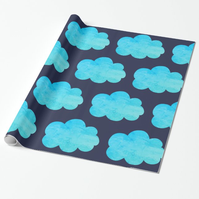 Blaues Packpapier mit Wolken (Ungerollt)