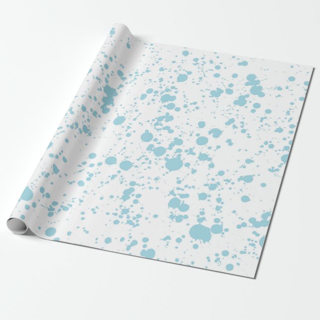 Blaues Paint Spritzer Muster Geschenkpapier (Ungerollt)