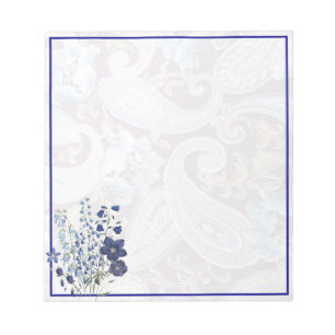 blaues Paisley-Blumenmuster Notizblock