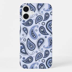 Blaues Paisley-Muster iPhone 16 Plus Hülle