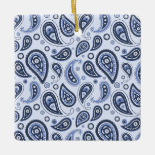 Blaues Paisley-Muster Keramikornament