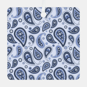 Blaues Paisley-Muster Ornament Aus Metall