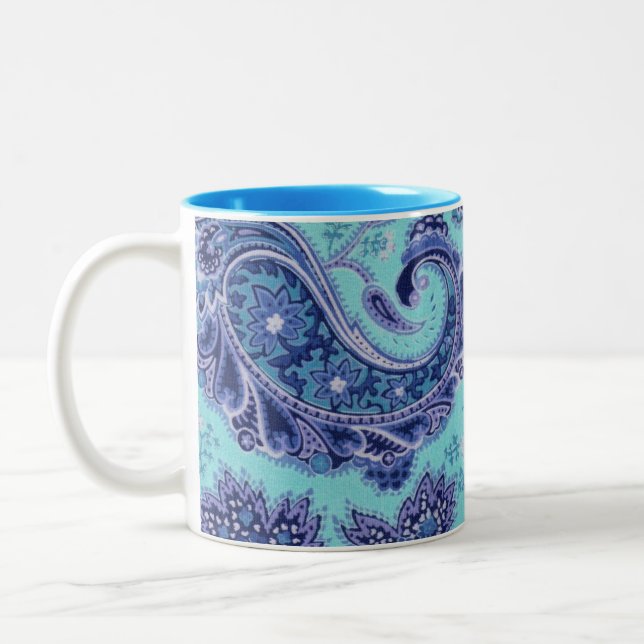 Blaues Paisley Zweifarbige Tasse (Links)