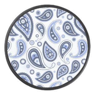 Blaues Paisleymuster Eishockey Puck