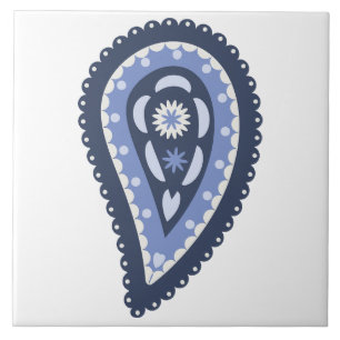 Blaues Paisleymuster Fliese
