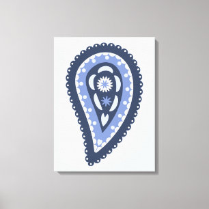 Blaues Paisleymuster Leinwanddruck