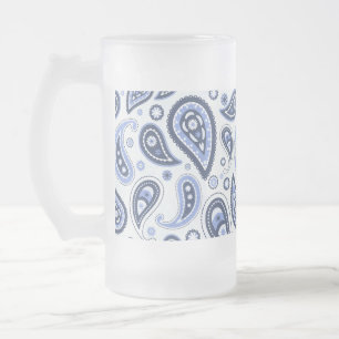 Blaues Paisleymuster Mattglas Bierglas