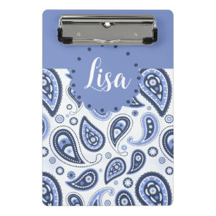 Blaues Paisleymuster Mini Klemmbrett