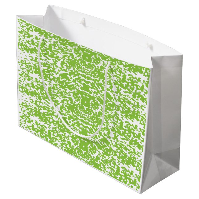 Blaues Papier mit einem sich wiederholenden weißen Große Geschenktüte (Rückseite Schrägansicht)
