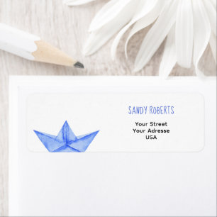 Blaues Papierboot - Rücksendeadresse