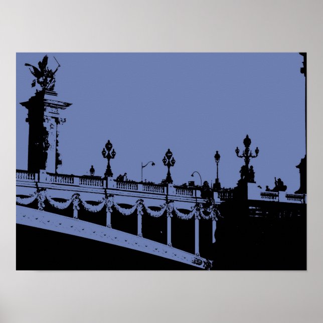 Blaues Pariser Brücken-Plakat Poster (Vorne)