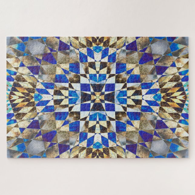 Blaues Parkett Puzzle (Horizontal)