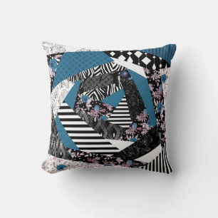 Blaues Patchwork, beliebt, Patchwork, Folk, rustik Kissen