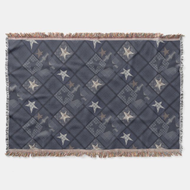 Blaues Patchwork Decke (Vorderseite)