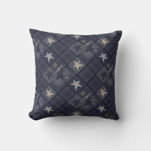 Blaues Patchwork Kissen