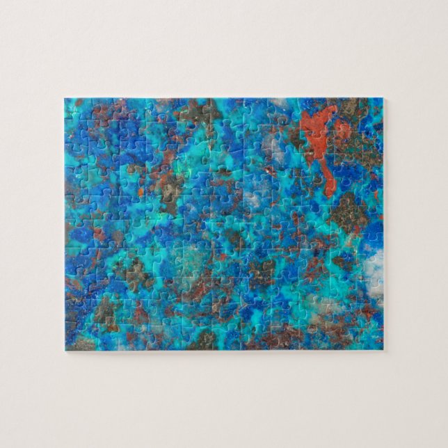 Blaues patteriertes Shattuckit Puzzle (Horizontal)