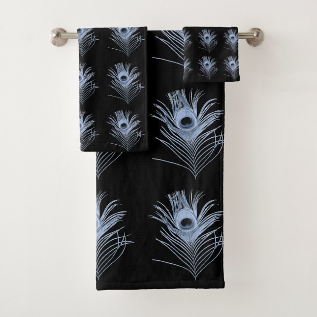 BLAUES PEACOCK FEATHERS BADEZIMMER TOWEL SET (Insitu)