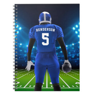 Blaues personalisiertes Fußballspieler-Notizbuch Notizblock