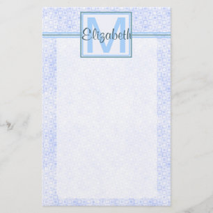 Blaues personalisiertes Monogramm Briefpapier