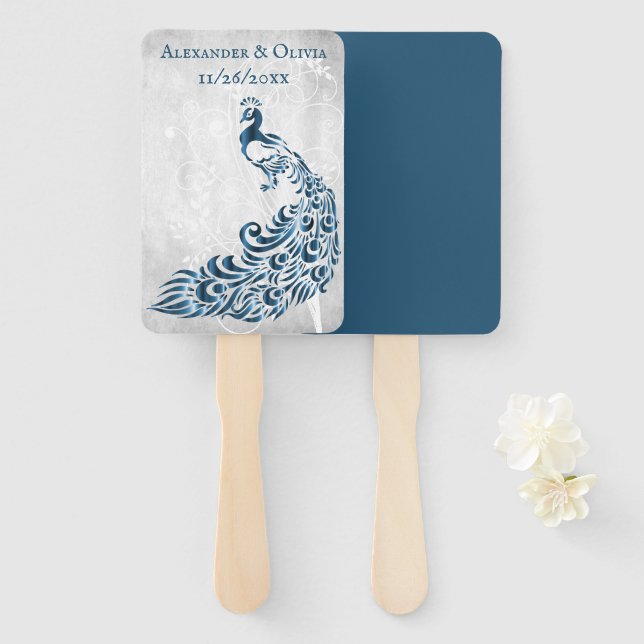 Blaues Pfauenleaf Weinhängeband Fächer (Vorne und Hinten)