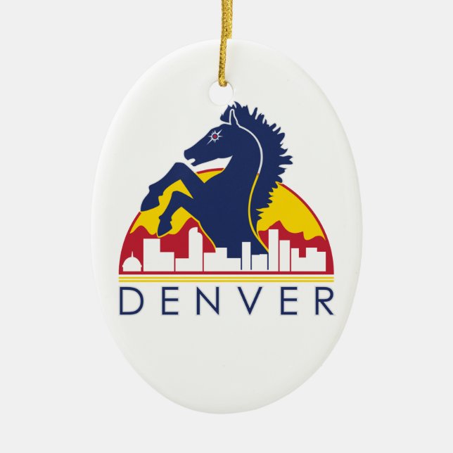 Blaues Pferd Denver Keramik Ornament (Vorne)