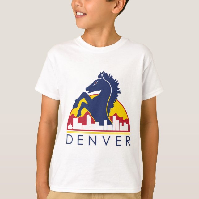 Blaues Pferd Denver T-Shirt (Vorderseite)