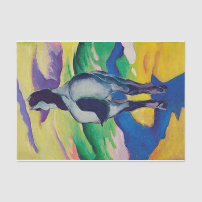 Blaues Pferd II (Blaues Pferd II) Farbenfrohe Land Seidenpapier (Vorderseite)