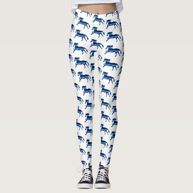 Blaues Pferd Leggings (Vorderseite)