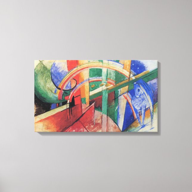 Blaues Pferd mit Regenbogen von Franz Marc Leinwanddruck (Vorderseite)