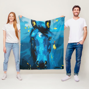 Blaues Pferd - Stärke und Eleganz Fleecedecke