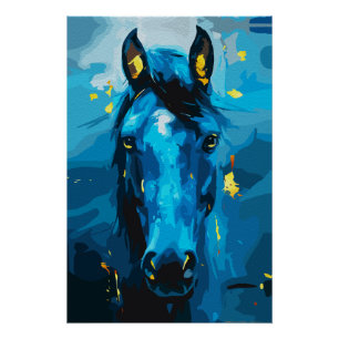Blaues Pferd - Stärke und Eleganz Poster