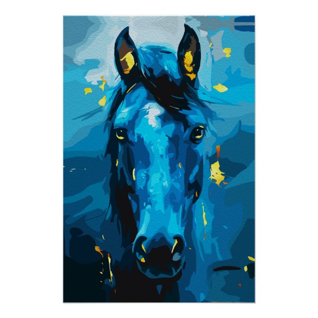 Blaues Pferd - Stärke und Eleganz Poster (Vorderseite)