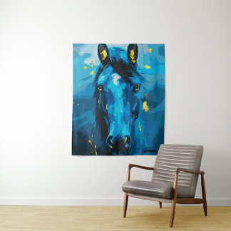 Blaues Pferd - Stärke und Eleganz Wandteppich
