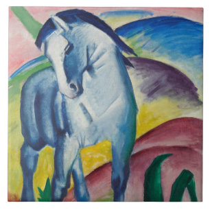 Blaues Pferd (Süße Tier) (von Marc Franz) Fliese