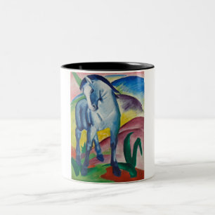 Blaues Pferd (Süße Tier) (von Marc Franz) Zweifarbige Tasse