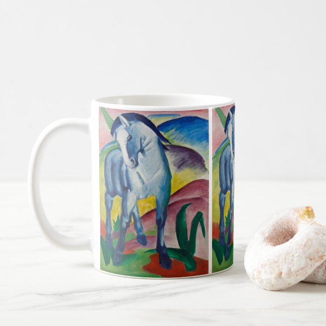 Blaues Pferd von Franz Marc, Vintage Kunst Kaffeetasse (Mit Donut)