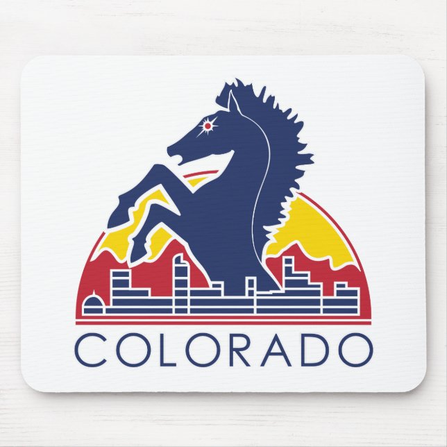 Blaues Pferdecolorado-Logo Mousepad (Vorne)