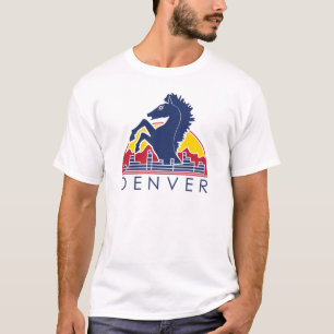 Blaues Pferdedenver-Logo T-Shirt