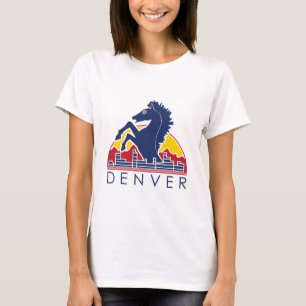Blaues Pferdedenver-Logo T-Shirt