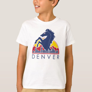 Blaues Pferdedenver-Logo T-Shirt