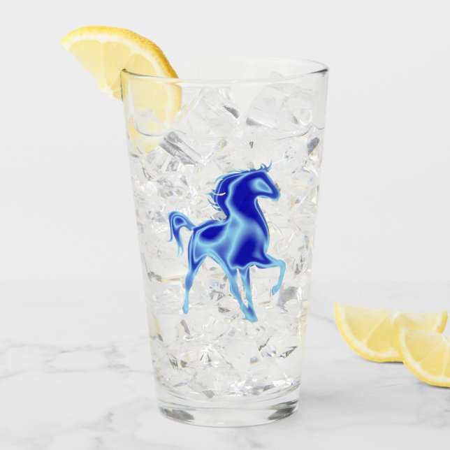 Blaues Pferdeglas Glas (Vorderseite Ice)