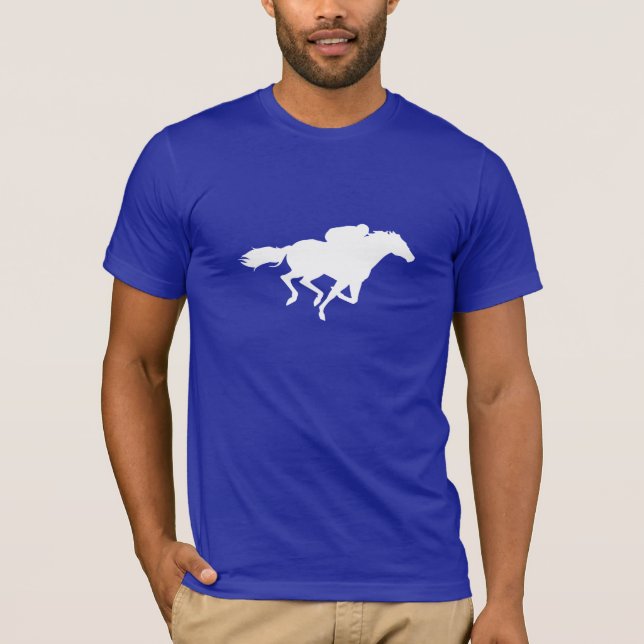 Blaues Pferderennen T-Shirt (Vorderseite)
