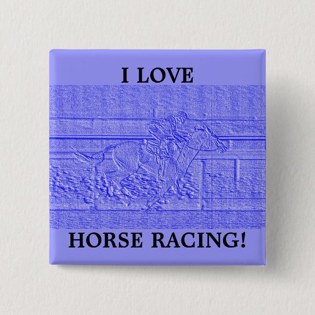 Blaues Pferderennenthoroughbred-Pastellrennpferd Button (Vorderseite)