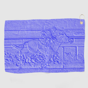 Blaues Pferderennenthoroughbred-Pastellrennpferd Golfhandtuch